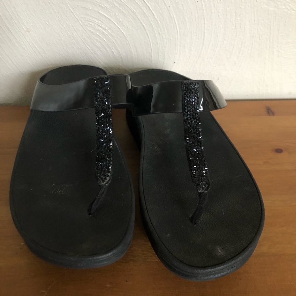 Black FitFlop Sandals with Stone Accents